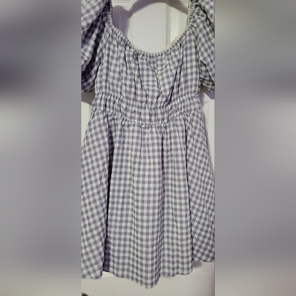 MIMOSA | Gingham Dress | Gray and White | Size M - Picture 5 of 9